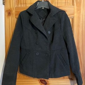 Jou Jou grey wool blend pea coat.